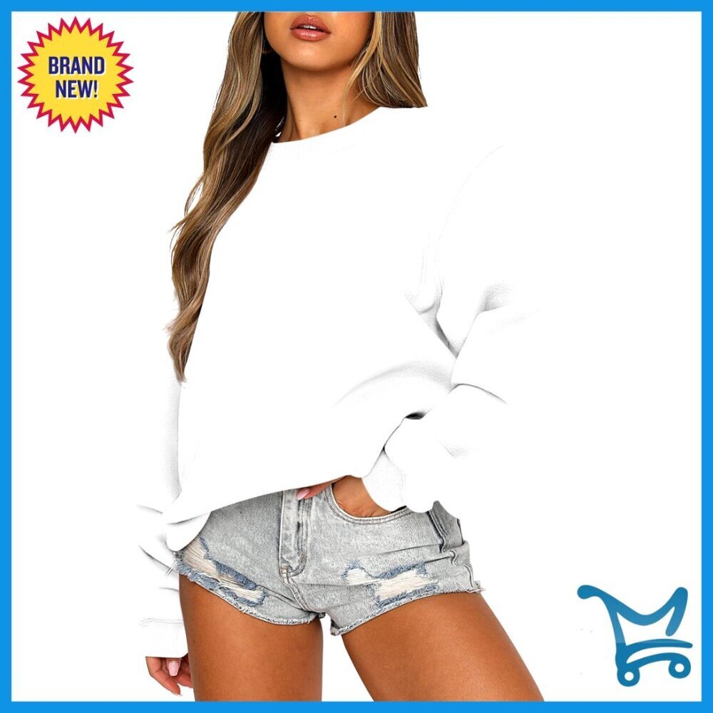 Oversized Crewneck Fleece Sweatshirt Loose Fit Pullover Women's Top